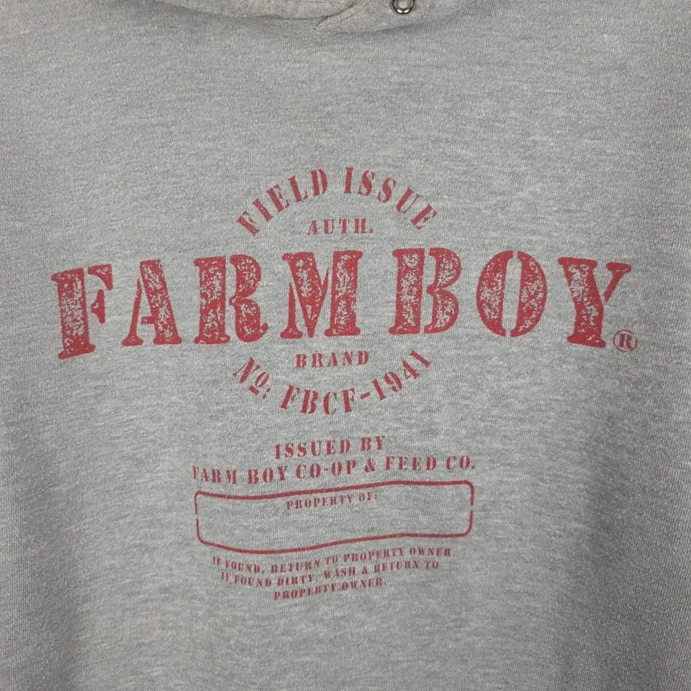 Farm Boy Brand Mens Hoodie Large Gray 